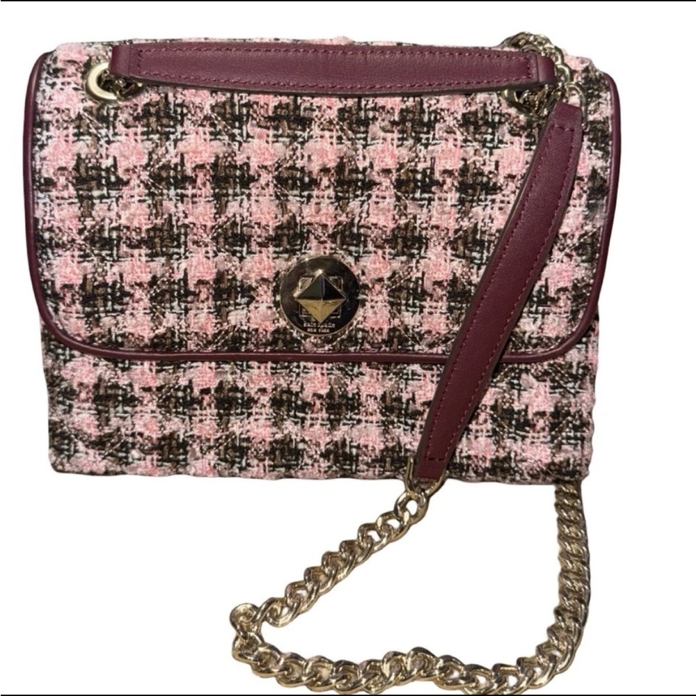 Kate Spade NY Natalia Tweed flap Crossbody Bag double shoulder strap